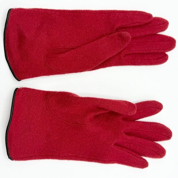 Dillard’s One Vintage Red Lambswool Cashmere Blend Driving Gloves Keyhole Bow - Picture 3 of 8